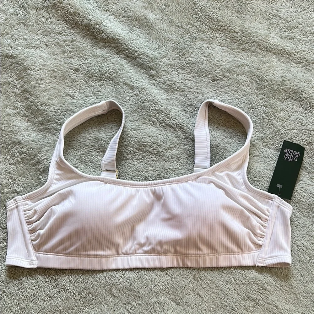 Women’s Ribbed Scoop Neck Swim Top - Light Pink